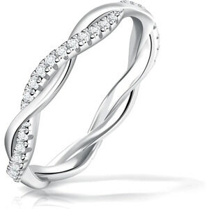 Moissanite Twisted Rope Wedding Band, D Color VVS1  18K White Gold Plated 925